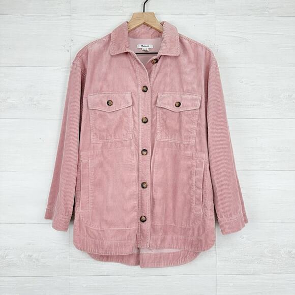 Madewell Oversized Corduroy Yorkway Shirt Jacket Size S Wisteria Dove Pink Fall - Picture 1 of 16